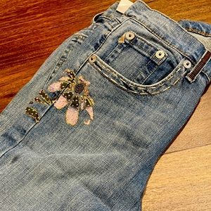 Z Cavaricci cropped embellished jeans. NWT